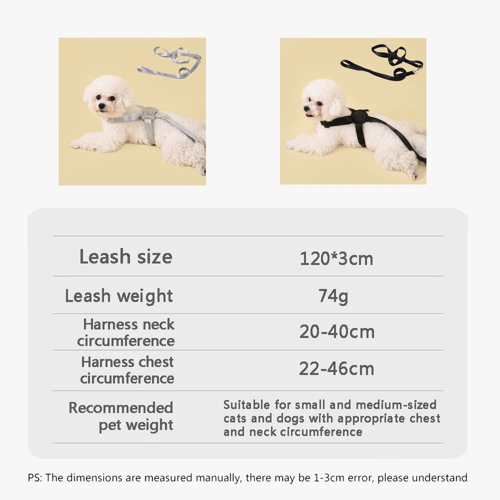 New Simple Small Dog Harness Easy Use One-click Medium Cat Harness Leash Set Escape-proof Puppy Harness Accessores