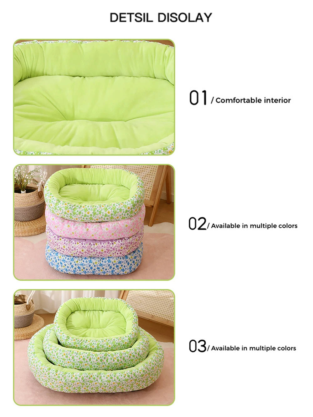 Autumn Elastic Small Dog Bed House Soft Floral Print Soft Cat Bed for Puppy Sleeping Sofa Bed Cute Cat Bed Nest Accessorie
