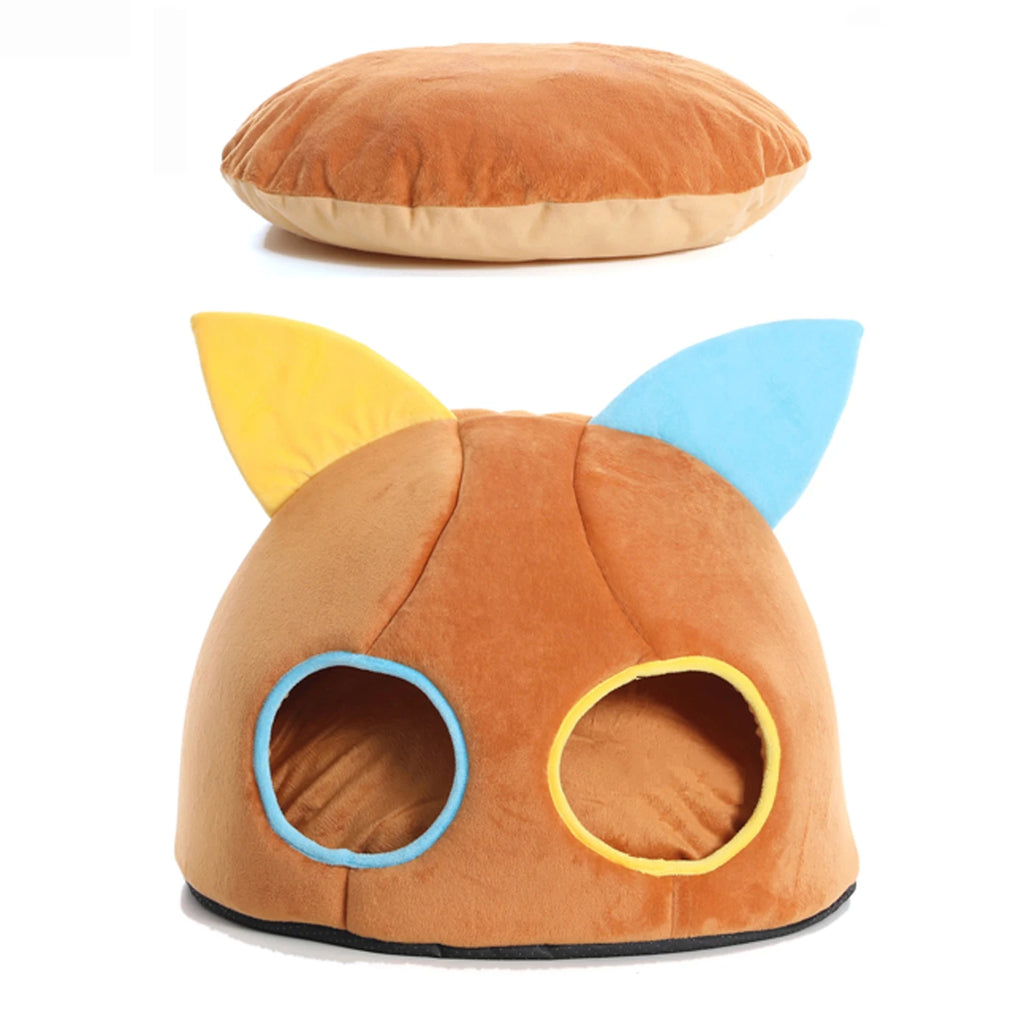 Winter Warm Small Cat Bed Basket Comfortable Round Cat House Double Holes Soft Pet Cat Nest Windproof Tent Accessories