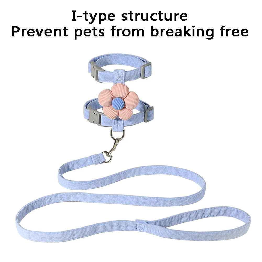 Adjustable Cute Flower Cat Harness for Small Dog Leash Breathable Puppy Harness and Leash Sets Pet Traction Accessories