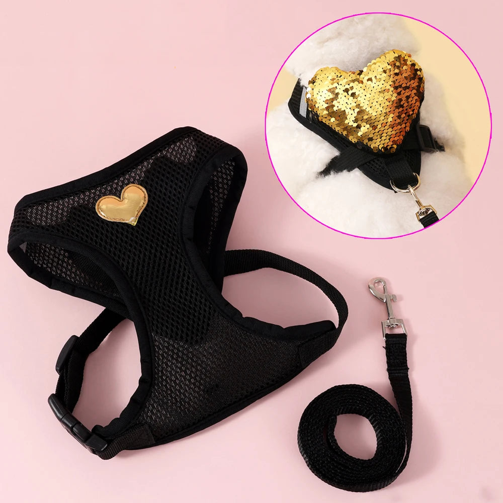 Adjustable Small Cat Harness Leash Set Breathable Cute Cat Harness Comfortable Medium Dog Harness Leash Accessories