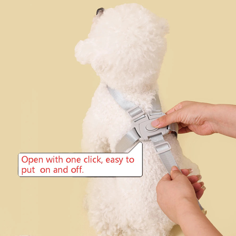 New Simple Small Dog Harness Easy Use One-click Medium Cat Harness Leash Set Escape-proof Puppy Harness Accessores