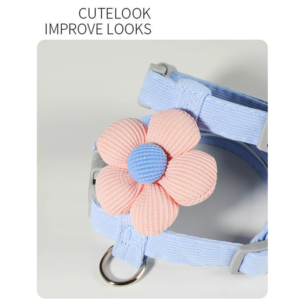 Adjustable Cute Flower Cat Harness for Small Dog Leash Breathable Puppy Harness and Leash Sets Pet Traction Accessories