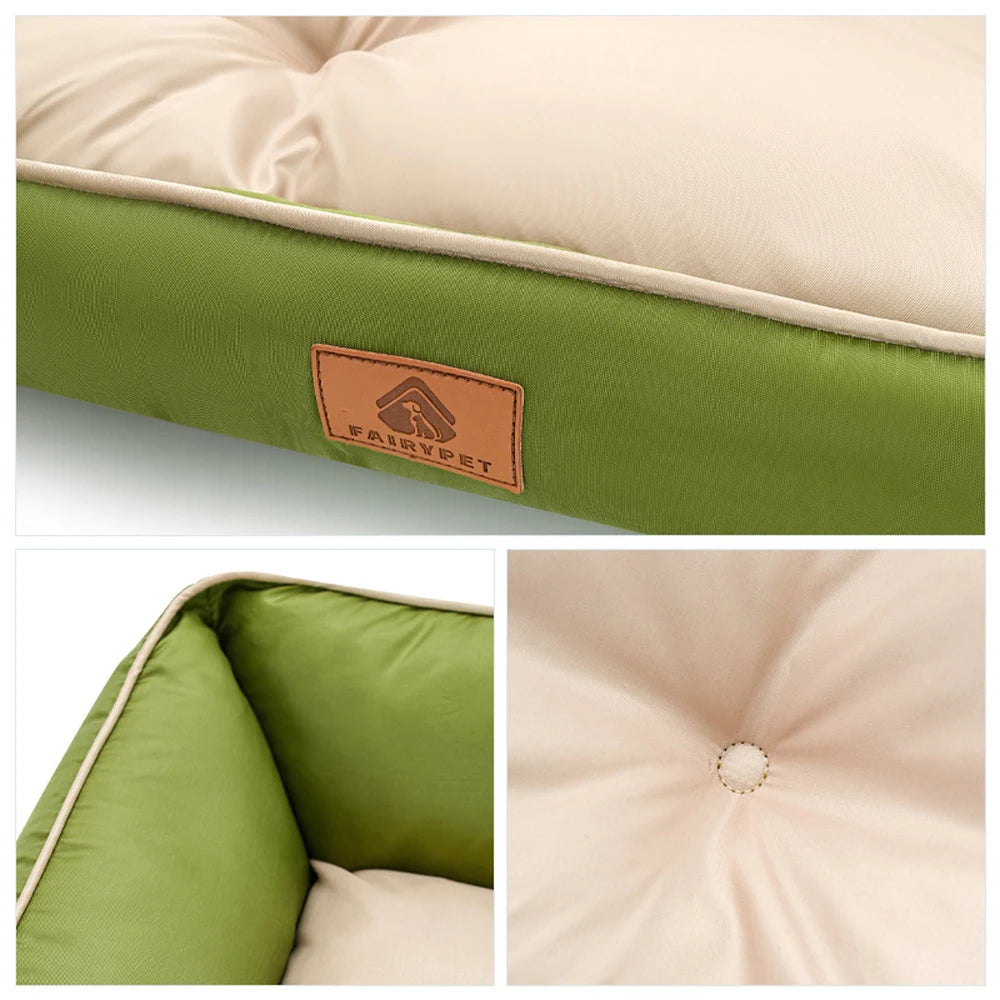 Square Cute Waterproof Large Dog Bed Color Block Summer Cooling Small Cat Sleeping Bed Cushion Soft Autumn Medium Cat Bed Sofa