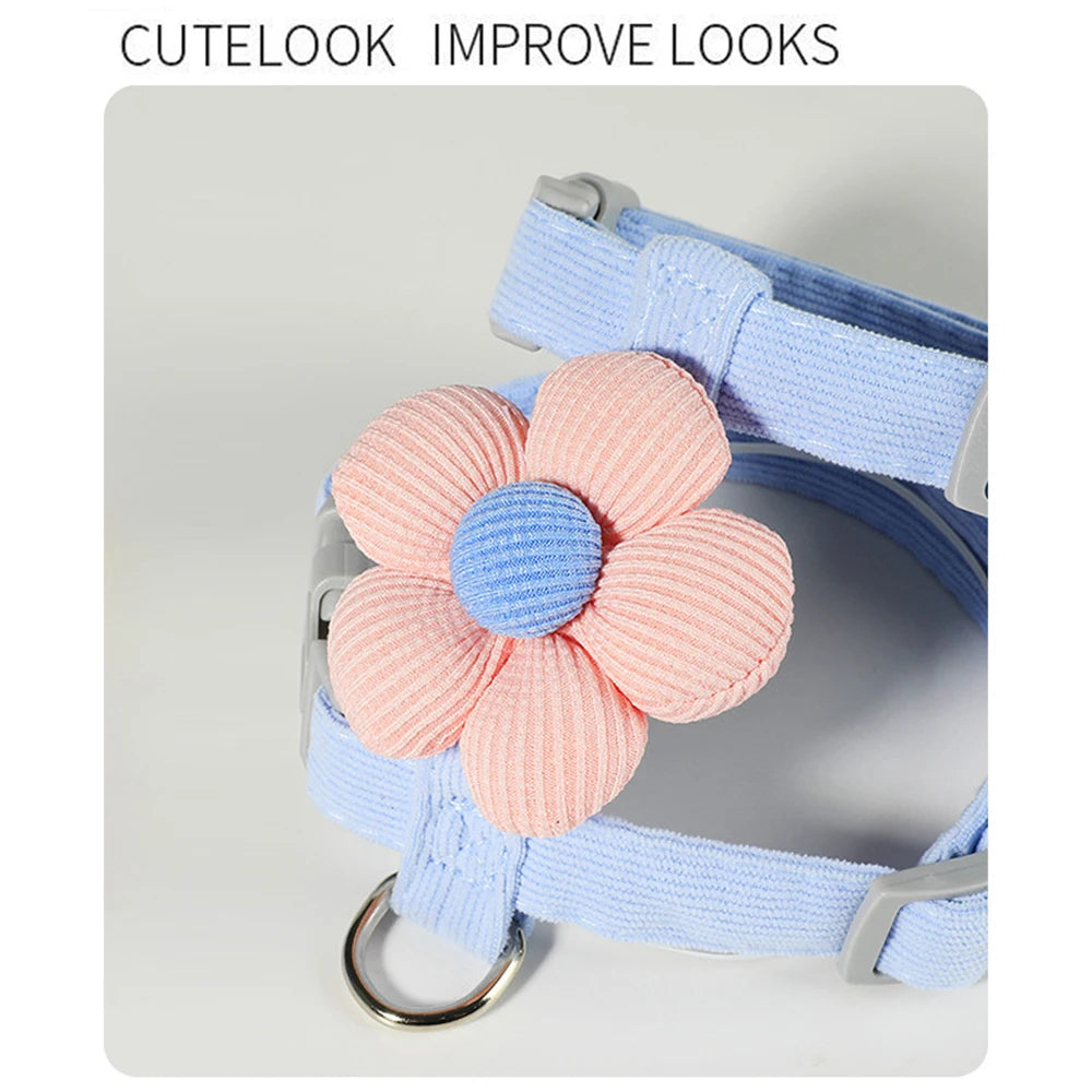 Anti-break Fashion Cat Harness Leash Set Adjustable Breathable Dog Harness Flower Cute Simple Small Dog Harness Leash Set