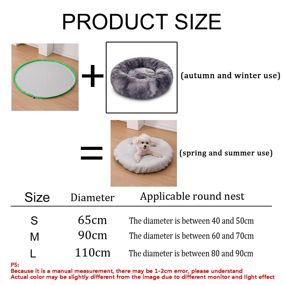New Ice Silk Adjustable Dog Sofa Mat Summer Cooling Pet Cover Breathable Round Small Cat Bed Cushion Accessories