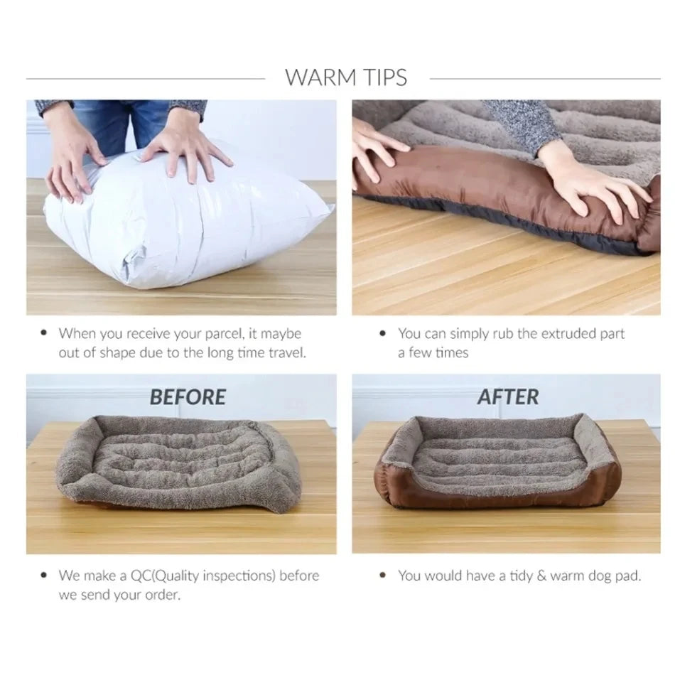 Soft Square Large Dog Sofa Elastic Dog House Cushion Winter Warm Medium Dog Bed Washable Cat Kennel House Accessories